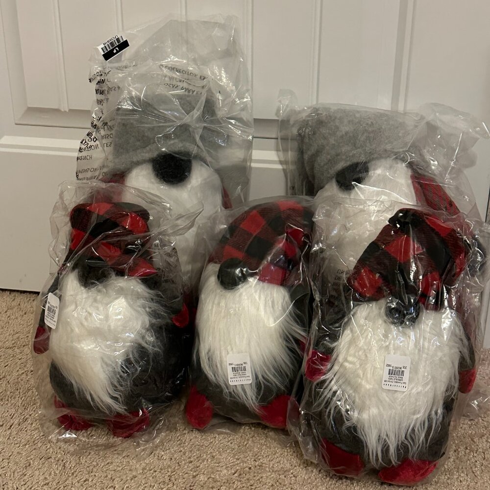 Pottery Barn Set of 5 Plush Christmas Holiday Gnomes